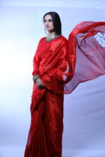 Rose Valore Red Tissue Saree - Image 5
