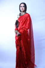 Rose Valore Red Tissue Saree - Image 3