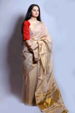 Aurora Mist linen Tissue Saree