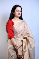 Aurora Mist linen Tissue Saree - Image 3