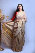 Aurora Mist linen Tissue Saree - Image 4
