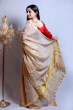 Aurora Mist linen Tissue Saree - Image 5