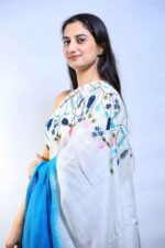 Chirping Meadow Linen Saree - Image 5