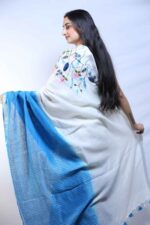 Chirping Meadow Linen Saree - Image 6