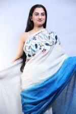 Chirping Meadow Linen Saree - Image 7