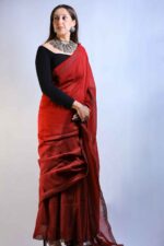 Garnet Muse Khadi Saree - Image 2