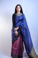 Indigo Bloom Linen Saree