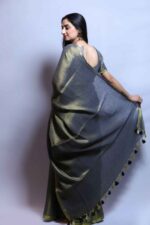 Lustre Linen Fusion Linen Tissue Saree - Image 2