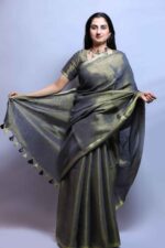 Lustre Linen Fusion Linen Tissue Saree