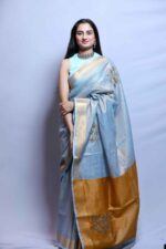 Sky Embrace Linen Tissue Saree