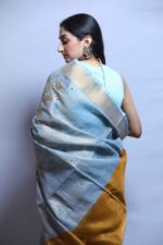 Sky Embrace Linen Tissue Saree - Image 3