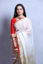 Sacred Ivory Cotton Saree - Image 3