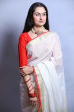 Sacred Ivory Cotton Saree - Image 4