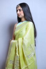 Serenity Lime Linen Tissue Saree - Image 3