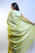 Serenity Lime Linen Tissue Saree - Image 5