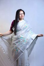 Silver Mist Linen Tissue Saree