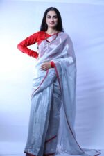 Silver Whispers Tissue Saree
