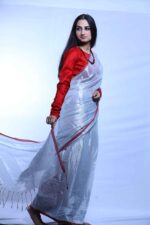 Silver Whispers Tissue Saree - Image 4