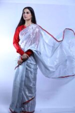 Silver Whispers Tissue Saree - Image 2