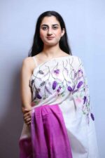 Lavender Dusk Linen Saree - Image 3