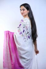 Lavender Dusk Linen Saree - Image 5