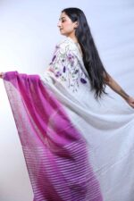 Lavender Dusk Linen Saree - Image 6
